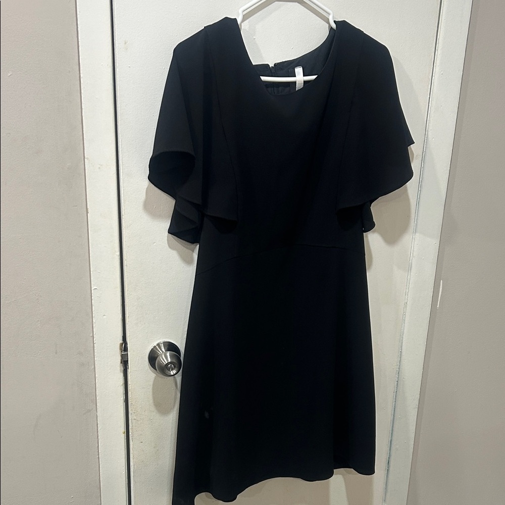 Kensie Black Mini Dress with Ruffle Sleeves